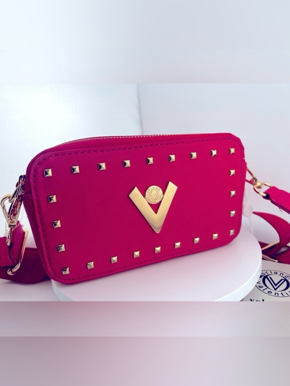 Valentino Orlandi Pink Studded Crossbody Bag
